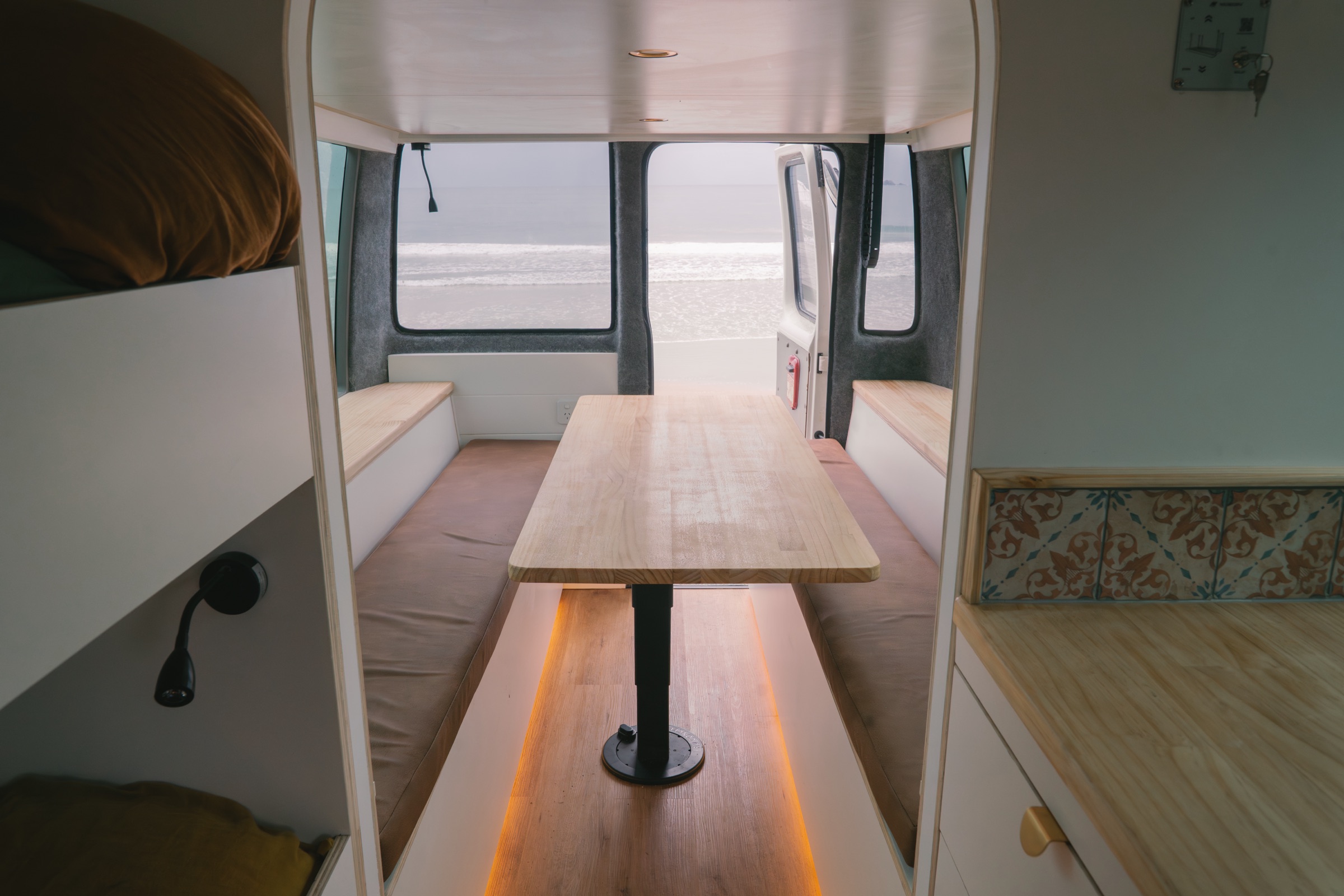 Abbey dining space opening to the beach